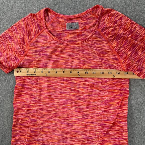 Athleta Fastest Track Tee Shirt Short Sleeve Ruched Women's Medium Pink Active - Picture 6 of 9